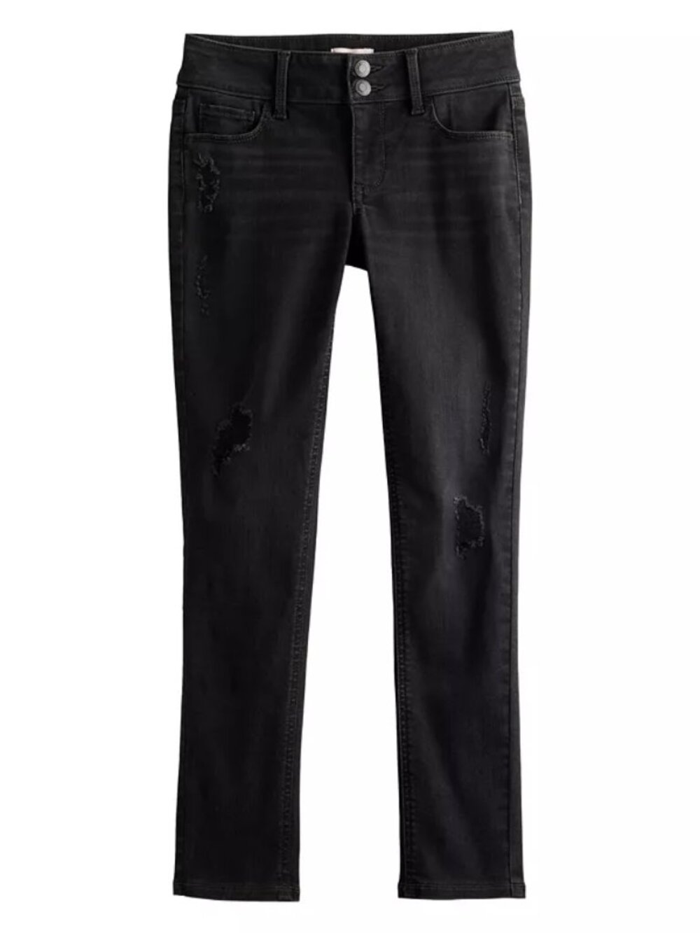 Girl's SO Double Button Midrise Skinny Jean - Black Distressed Wash - 14 - NWT